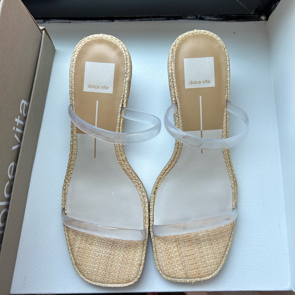 Dolce Vita Clear and Tan Sandals